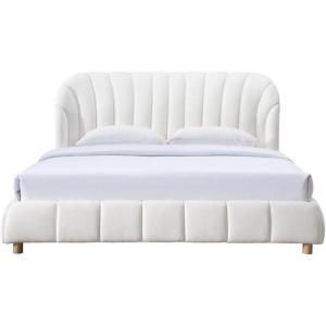 SAFAVIEH Couture Collection – Tillie Dark Grey Channel Tufted Queen Bed, Curved Headboard, No Box Spring Needed (SFV1800B-Q)(Ivory/Natural)