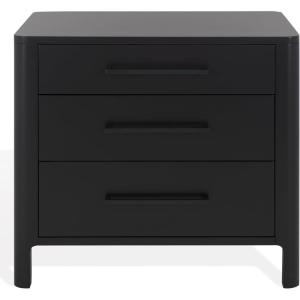 SAFAVIEH Couture Collection Abbiava Black 3-Drawer Nightstand (Fully Assembled)(Black)
