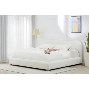 SAFAVIEH Couture Collection Beccarose Light Brown/Walnut Velvet Queen Size Bed(Ivory)