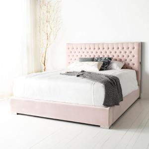 SAFAVIEH Couture Collection Chester Misty Rose Tufted Velvet King Size Bed