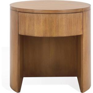 SAFAVIEH Couture Collection Daiya Black Round 1-Drawer Nightstand (Fully Assembled)(Natural)