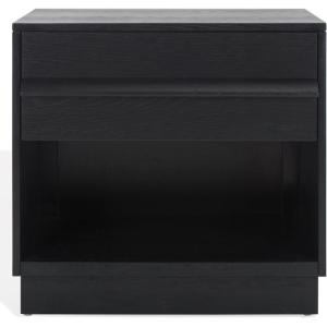 SAFAVIEH Couture Collection Deirdra Medium Oak 1-Drawer 1- Shelf Nightstand (Fully Assembled)(Black)