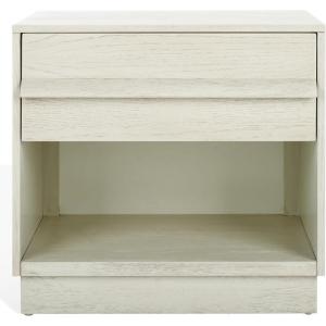 SAFAVIEH Couture Collection Deirdra Medium Oak 1-Drawer 1- Shelf Nightstand (Fully Assembled)(White Washed)