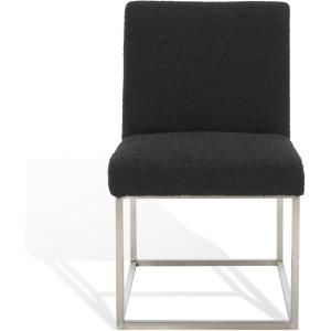 SAFAVIEH Couture Collection Jenette Black Boucle/Silver Leg Dining Chair (Fully Assembled)(Black/Silver [Boucle])