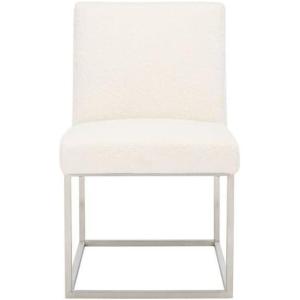 SAFAVIEH Couture Collection Jenette Black Boucle/Silver Leg Dining Chair (Fully Assembled)(Ivory/Silver)