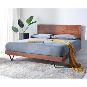 SAFAVIEH Couture Collection Madyson Light Walnut/Black Hairpin Leg Queen Size Bed
