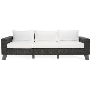 SAFAVIEH Couture Collection Margarita Dark Grey/White Faux Wicker Indoor/Outdoor Patio Sofa(Dark Grey/White)