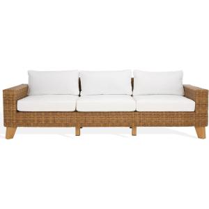 SAFAVIEH Couture Collection Margarita Dark Grey/White Faux Wicker Indoor/Outdoor Patio Sofa(Natural/White)