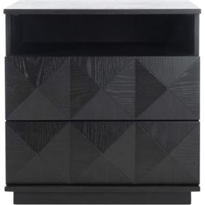 SAFAVIEH Couture Collection Patty Natural 2-Drawer Nightstand (Fully Assembled)(Black)