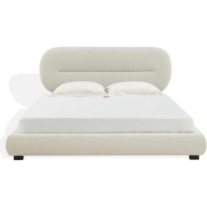 SAFAVIEH Couture Collection Thalia Cream Boucle King Size Bed with Oval Headboard(Creme)