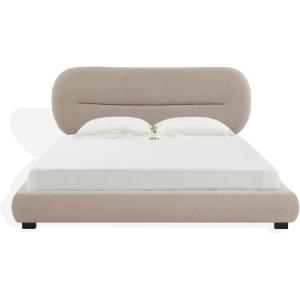 SAFAVIEH Couture Collection Thalia Cream Boucle King Size Bed with Oval Headboard(Light Brown)