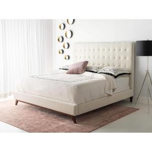 SAFAVIEH Couture Collection Tsarina Dark Seafoam Velvet Tufted Queen Size Bed(Cream)