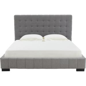 SAFAVIEH Couture Collection Vivaldi White/Black Tufted Linen King Size Bed(Grey/Black)