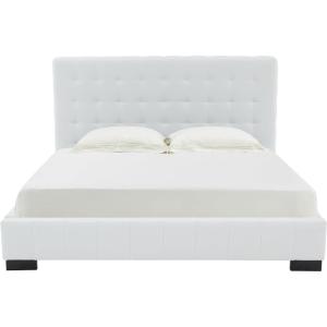 SAFAVIEH Couture Collection Vivaldi White/Black Tufted Linen King Size Bed(White/Black)