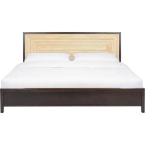 SAFAVIEH Couture Home Collection Stassie Coastal Natural Cane/Black Headboard No Box Spring Required King Bed