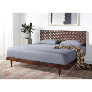 SAFAVIEH Couture Home Collection Zinnia Walnut Brown Wooden Platform King Bed(Walnut)
