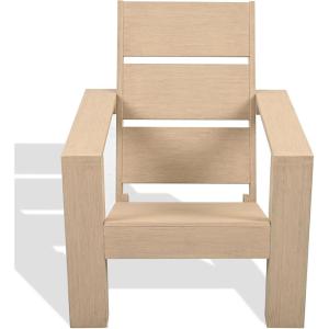 SAFAVIEH Couture Outdoor Patio Furniture Collection – Calypso Sand Eucalyptus Adirondack Chair, Classic Outdoor Lounge Chair for Patio, Deck & Garden, Solid Wood (CPT1064A)(Sand)