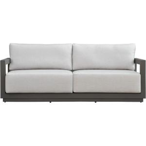 SAFAVIEH Couture Outdoor Patio Furniture Collection – Donaldo 3-Seater Sofa, Dark Grey Aluminum Frame with Beige Cushions, Fully Assembled (CPT4011A)(Dark Grey/Beige)