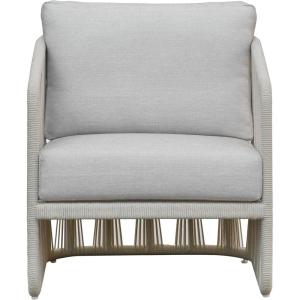 SAFAVIEH Couture Outdoor Patio Furniture Collection – Franklyn Rope Accent Chair, White Aluminum Frame with Beige Woven Rope & Cushions, Fully Assembled (CPT4014A)(White/Beige)