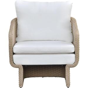 SAFAVIEH Couture Outdoor Patio Furniture Collection – Giuseppe Natural & White Wicker Accent Chair, Modern Rattan Design with Cushions, Fully Assembled (CPT4016A)(Natural/White)