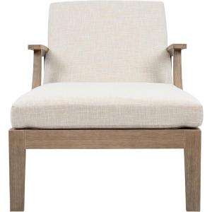 SAFAVIEH Couture Outdoor Patio Furniture Collection – Martinique Chaise Lounge Chair, Natural Teak Solid Wood with Removable White Cushions (CPT1066H)(Natural/Beige)