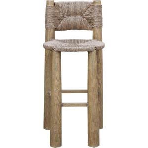 SAFAVIEH Couture Outdoor Patio Furniture Collection – Romona Tropical Bar Stool, Natural Brown with Round Woven Seat, Fully Assembled (CPT4003A)(Natural)