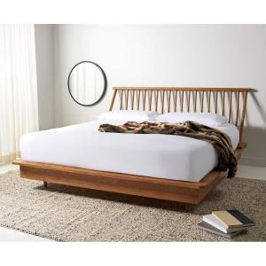 Safavieh Couture Home Collection Cassius Light Brown Rustic Oak Wood Spindle No Box Spring Required King Bed SFV4110A-K-2BX