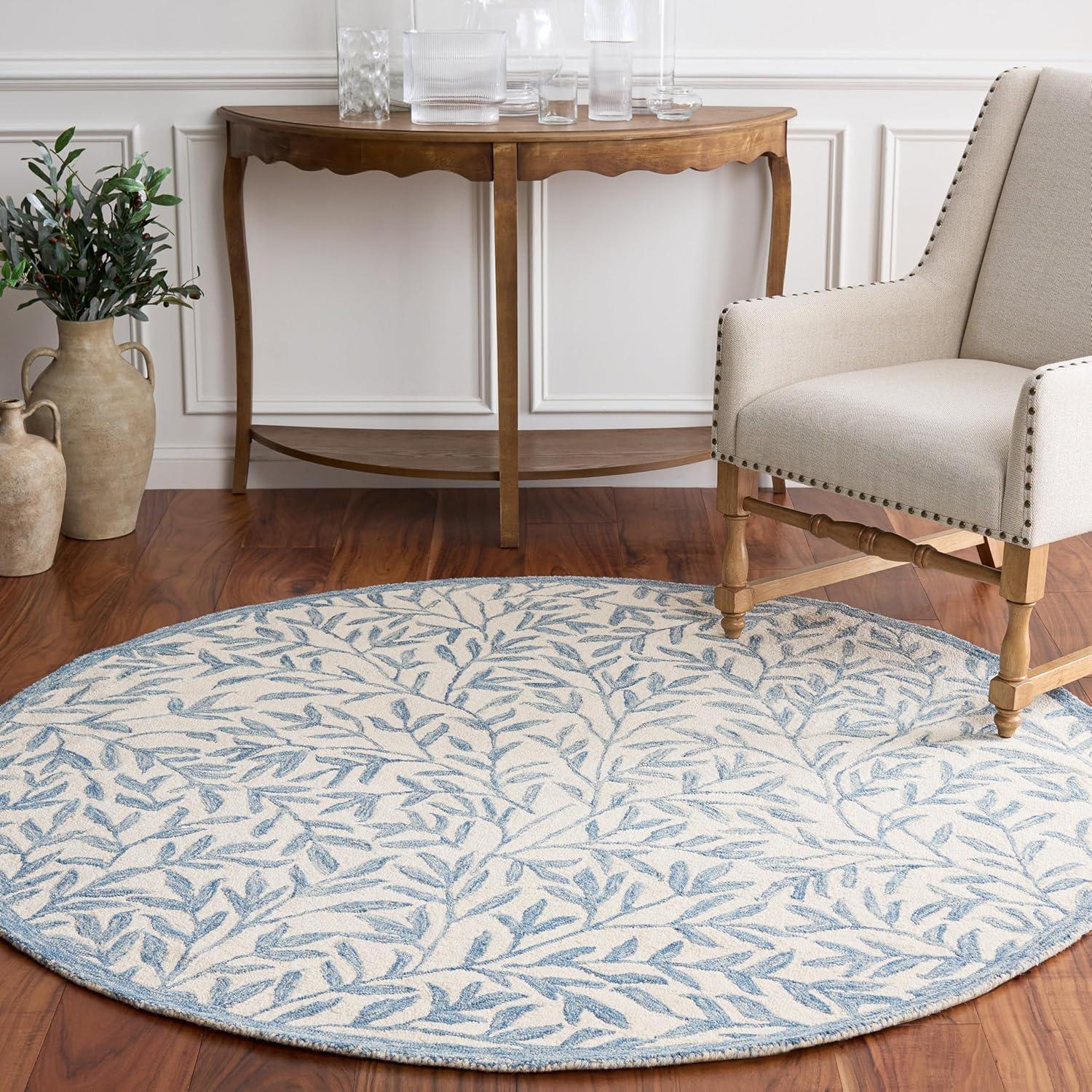 image:imageMartha Stewart x SAFAVIEH Area Rug Collection 5 x 8 Grey amp Ivory Handmade Wool Ideal for Living Room Bedroom Office Dining Space MSR3527FIvoryBlue