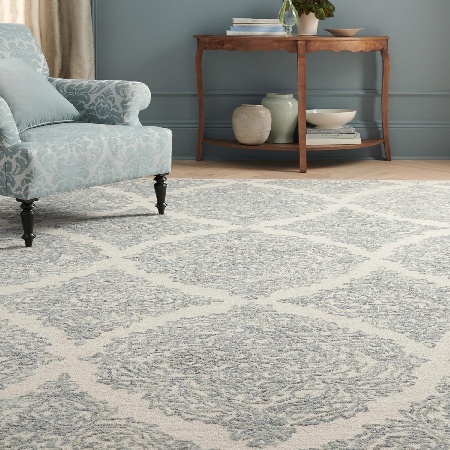 image:imageMartha Stewart x SAFAVIEH Area Rug Collection 8 x 10 Ivory amp Beige Handmade Wool Ideal for Living Room Bedroom Office Dining Space MSR3376BIvoryBlue