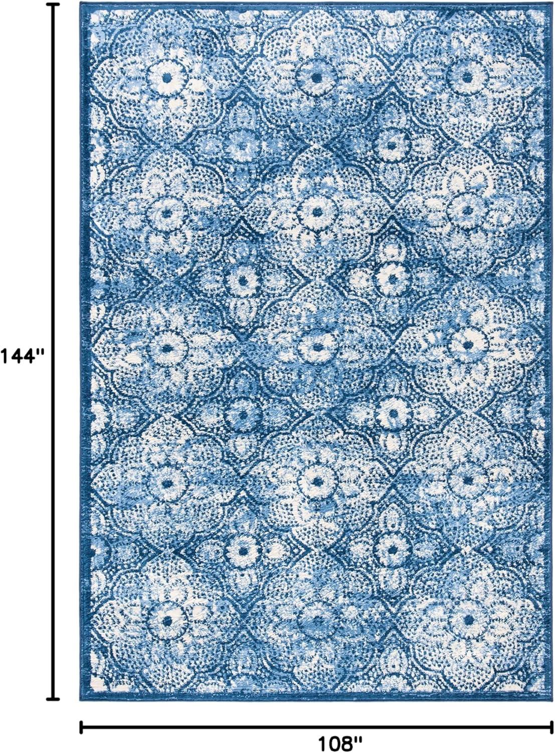 image:imageMartha Stewart x SAFAVIEH Area Rug Collection 8 x 10 Navy amp Cream Floral Pattern NonShedding amp Easy Cleaning Ideal for Living Room Bedroom Office Dining Space MSR2862NNavyCreme