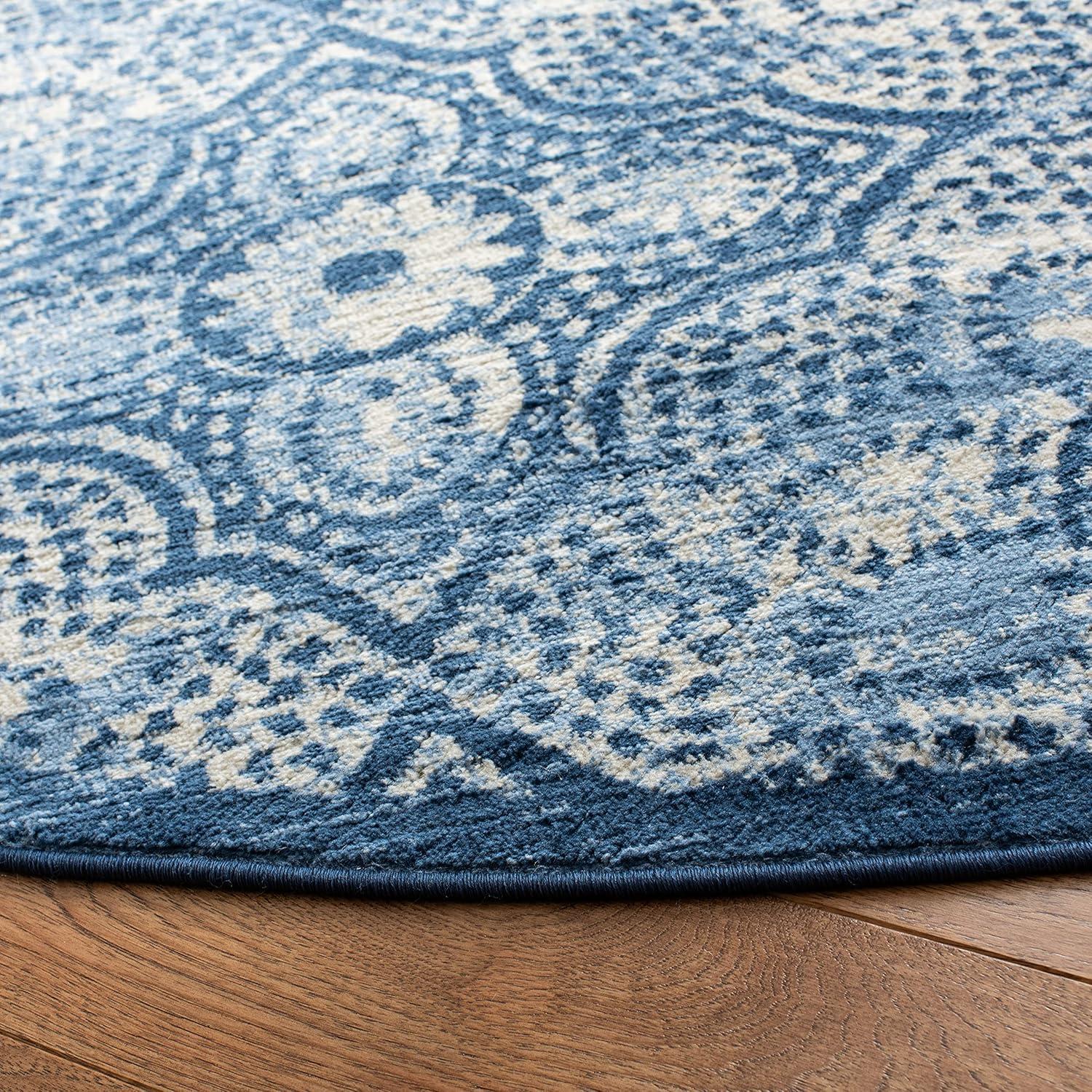 image:imageMartha Stewart x SAFAVIEH Area Rug Collection 8 x 10 Navy amp Cream Floral Pattern NonShedding amp Easy Cleaning Ideal for Living Room Bedroom Office Dining Space MSR2862NNavyCreme