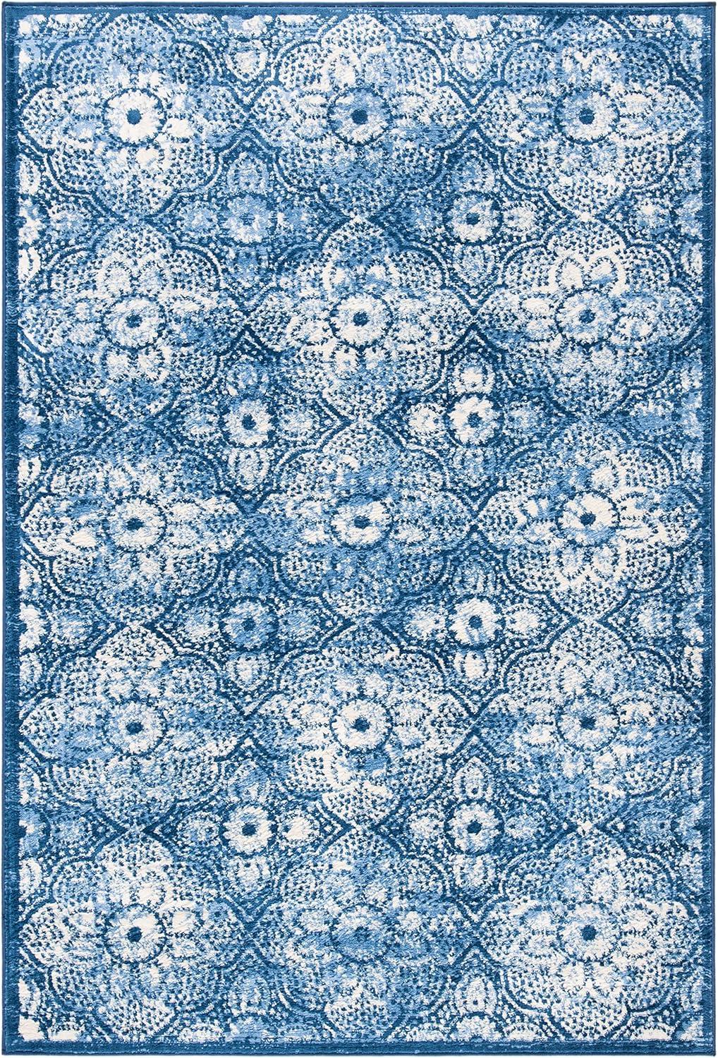 image:imageMartha Stewart x SAFAVIEH Area Rug Collection 8 x 10 Navy amp Cream Floral Pattern NonShedding amp Easy Cleaning Ideal for Living Room Bedroom Office Dining Space MSR2862NNavyCreme
