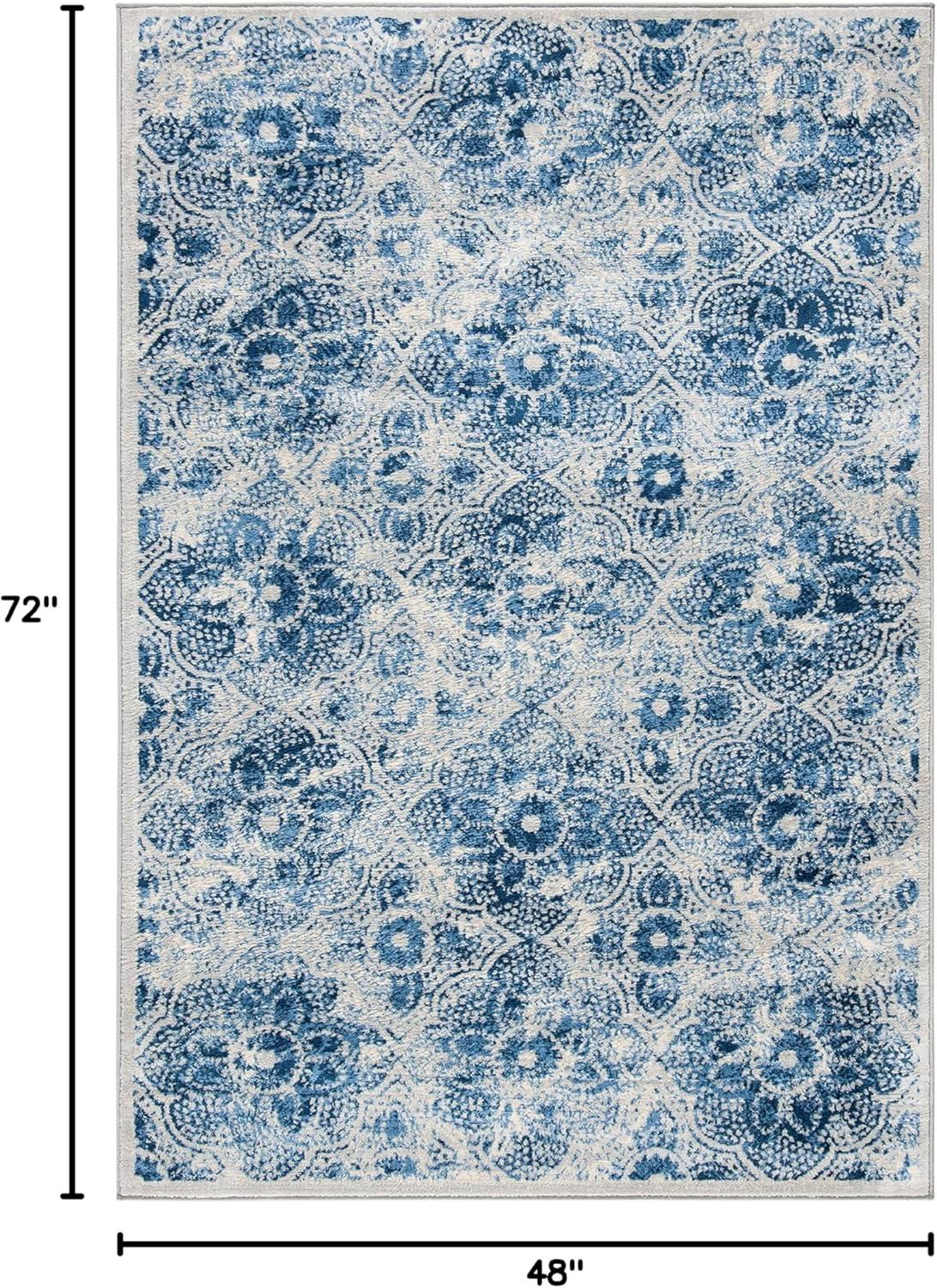 image:imageMartha Stewart x SAFAVIEH Area Rug Collection 8 x 10 Navy amp Cream Floral Pattern NonShedding amp Easy Cleaning Ideal for Living Room Bedroom Office Dining Space MSR2862NCreamBlue