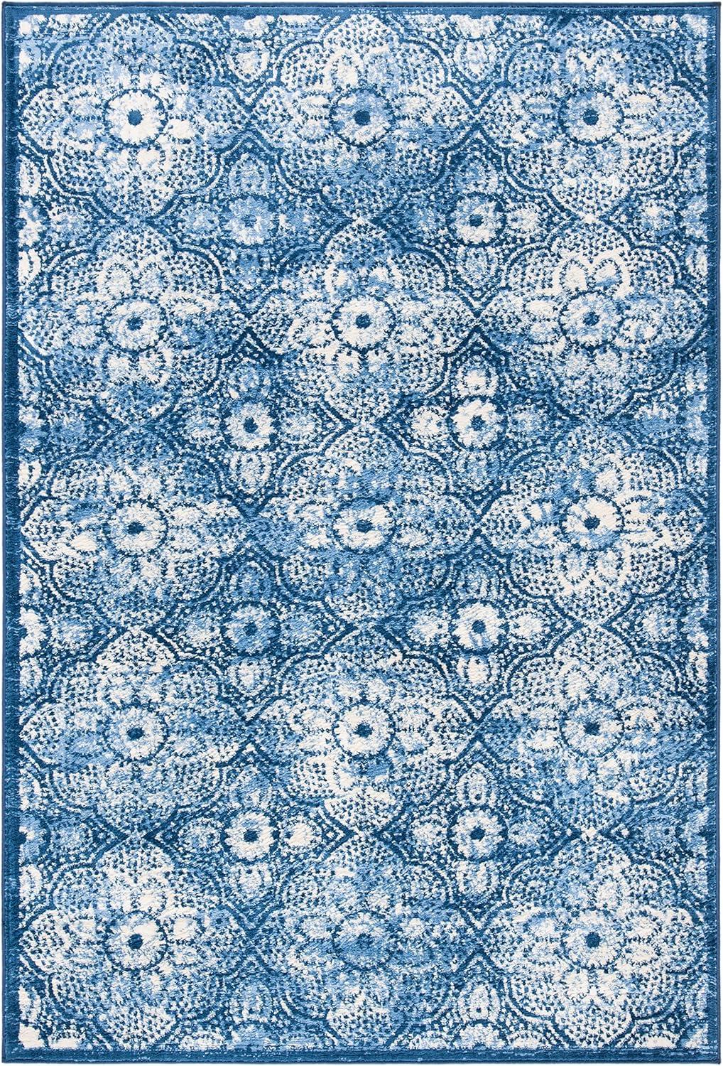 image:imageMartha Stewart x SAFAVIEH Area Rug Collection 8 x 10 Navy amp Cream Floral Pattern NonShedding amp Easy Cleaning Ideal for Living Room Bedroom Office Dining Space MSR2862NNavyCreme