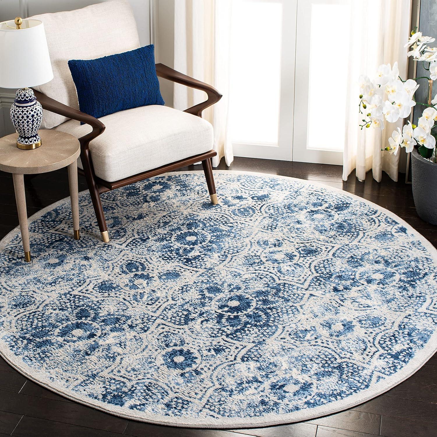 image:imageMartha Stewart x SAFAVIEH Area Rug Collection 8 x 10 Navy amp Cream Floral Pattern NonShedding amp Easy Cleaning Ideal for Living Room Bedroom Office Dining Space MSR2862NCreamBlue