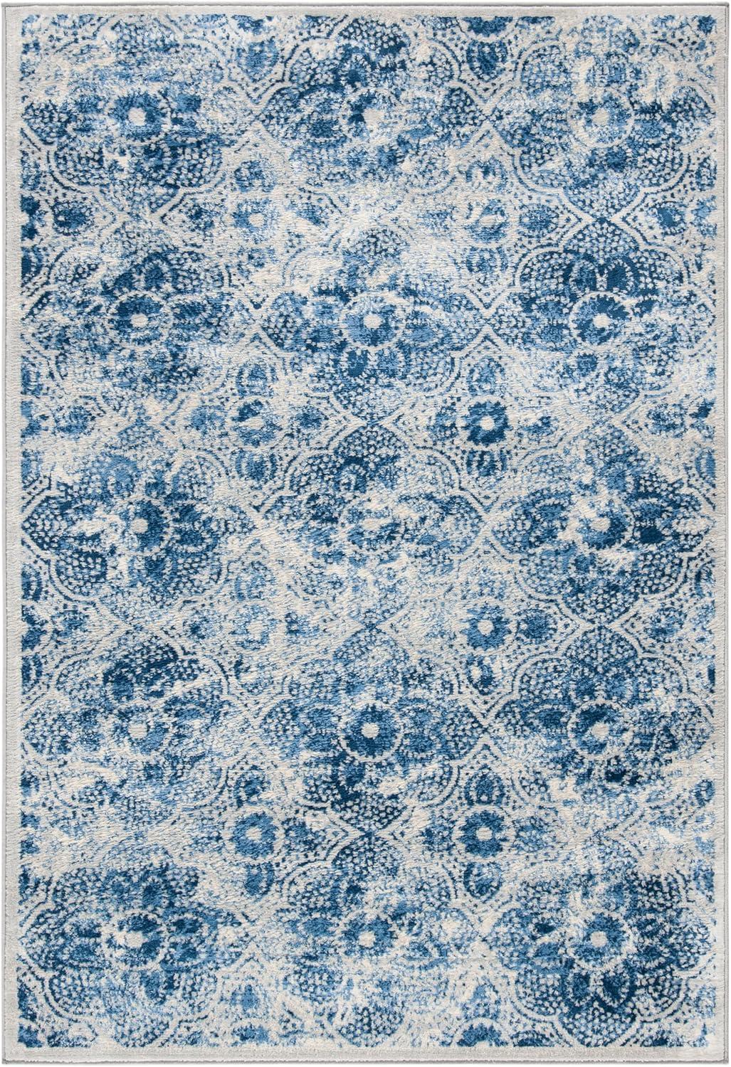 image:imageMartha Stewart x SAFAVIEH Area Rug Collection 8 x 10 Navy amp Cream Floral Pattern NonShedding amp Easy Cleaning Ideal for Living Room Bedroom Office Dining Space MSR2862NCreamBlue