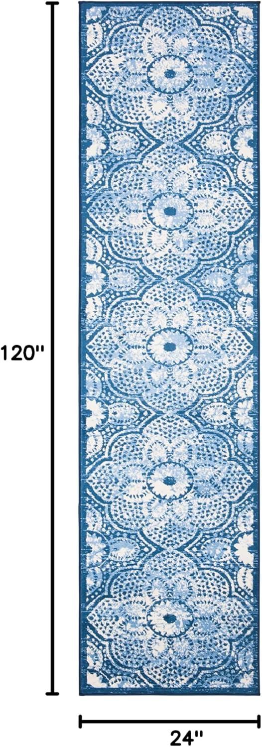 image:imageMartha Stewart x SAFAVIEH Area Rug Collection 8 x 10 Navy amp Cream Floral Pattern NonShedding amp Easy Cleaning Ideal for Living Room Bedroom Office Dining Space MSR2862NNavyCreme