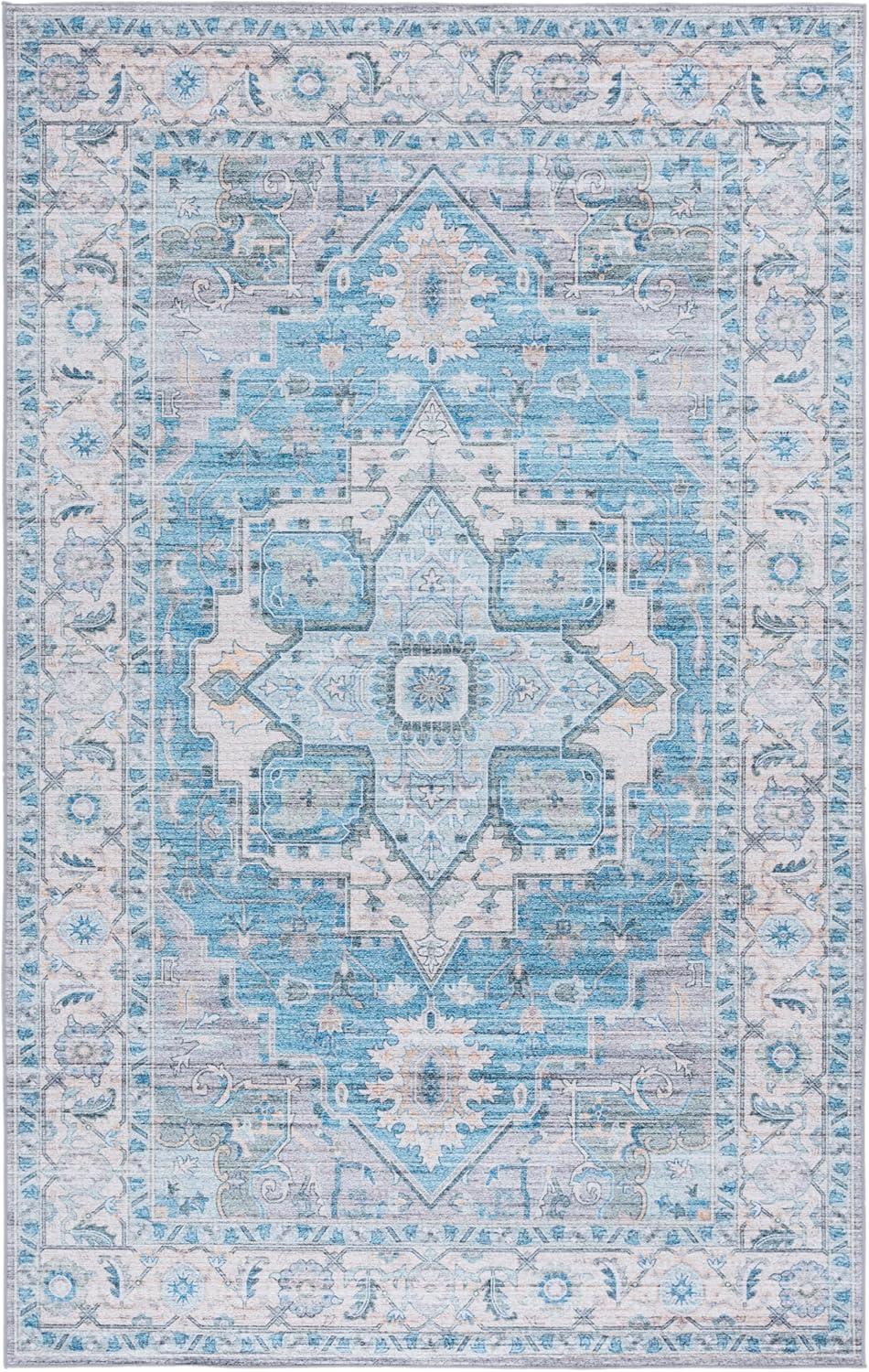 image:imageMartha Stewart x SAFAVIEH Machine Washable Area Rug Collection 5 x 8 Grey amp Turquoise Slip Resistant amp Easy Cleaning Ideal for Ideal for Living Room Bedroom Dining Space MSRW113BGreyTurquoise