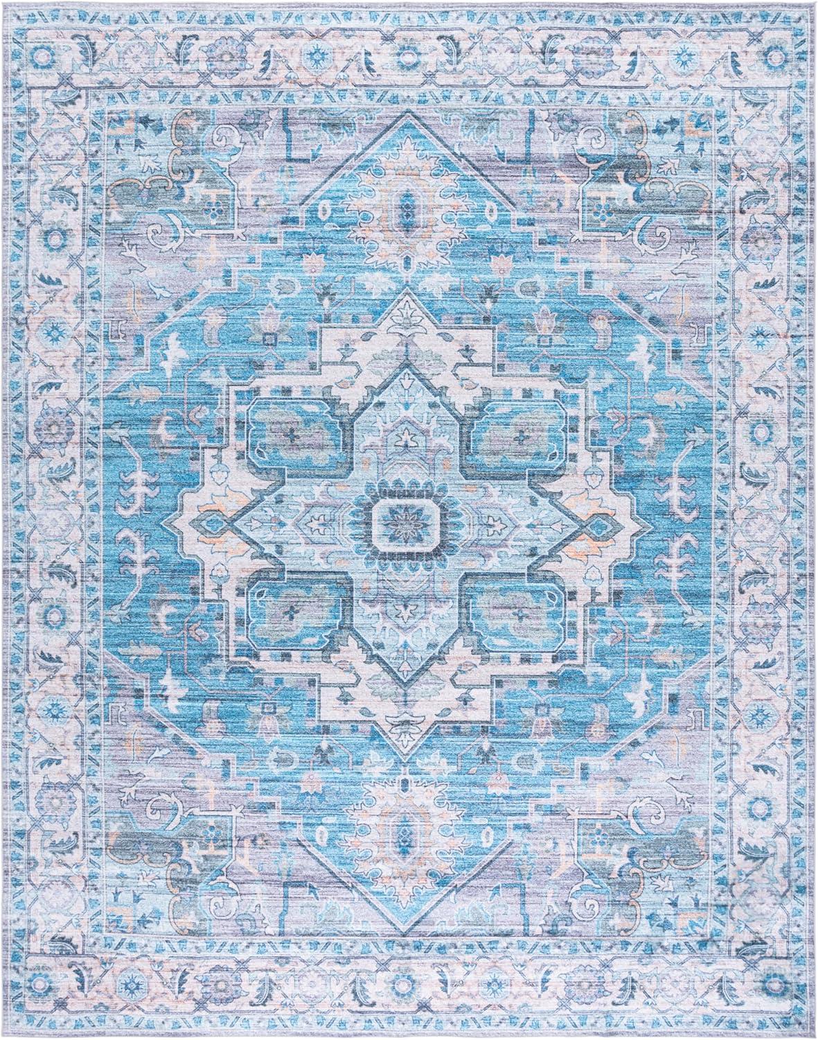 image:imageMartha Stewart x SAFAVIEH Machine Washable Area Rug Collection 5 x 8 Grey amp Turquoise Slip Resistant amp Easy Cleaning Ideal for Ideal for Living Room Bedroom Dining Space MSRW113BGreyTurquoise