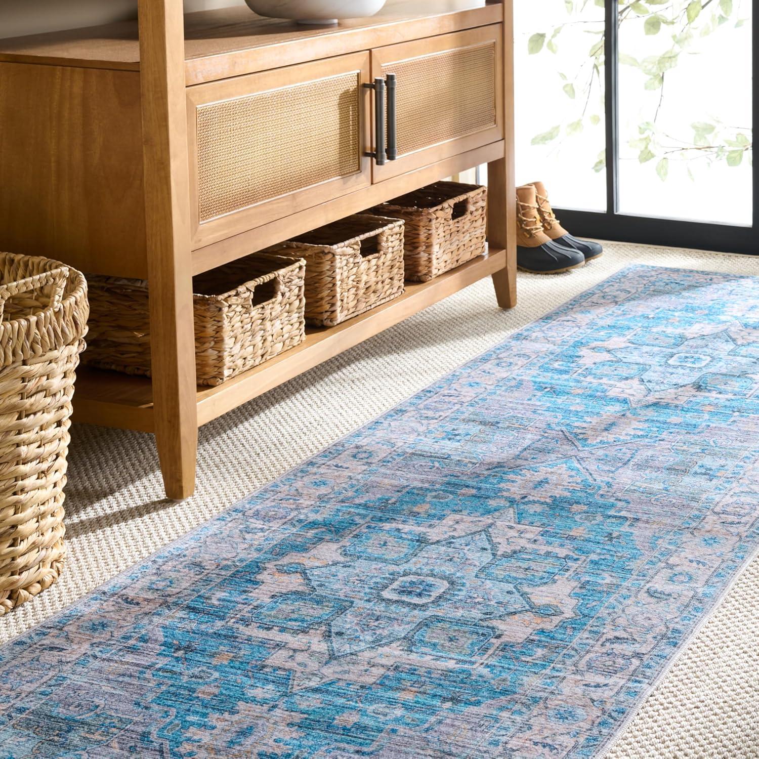 image:imageMartha Stewart x SAFAVIEH Machine Washable Area Rug Collection 5 x 8 Grey amp Turquoise Slip Resistant amp Easy Cleaning Ideal for Ideal for Living Room Bedroom Dining Space MSRW113BGreyTurquoise