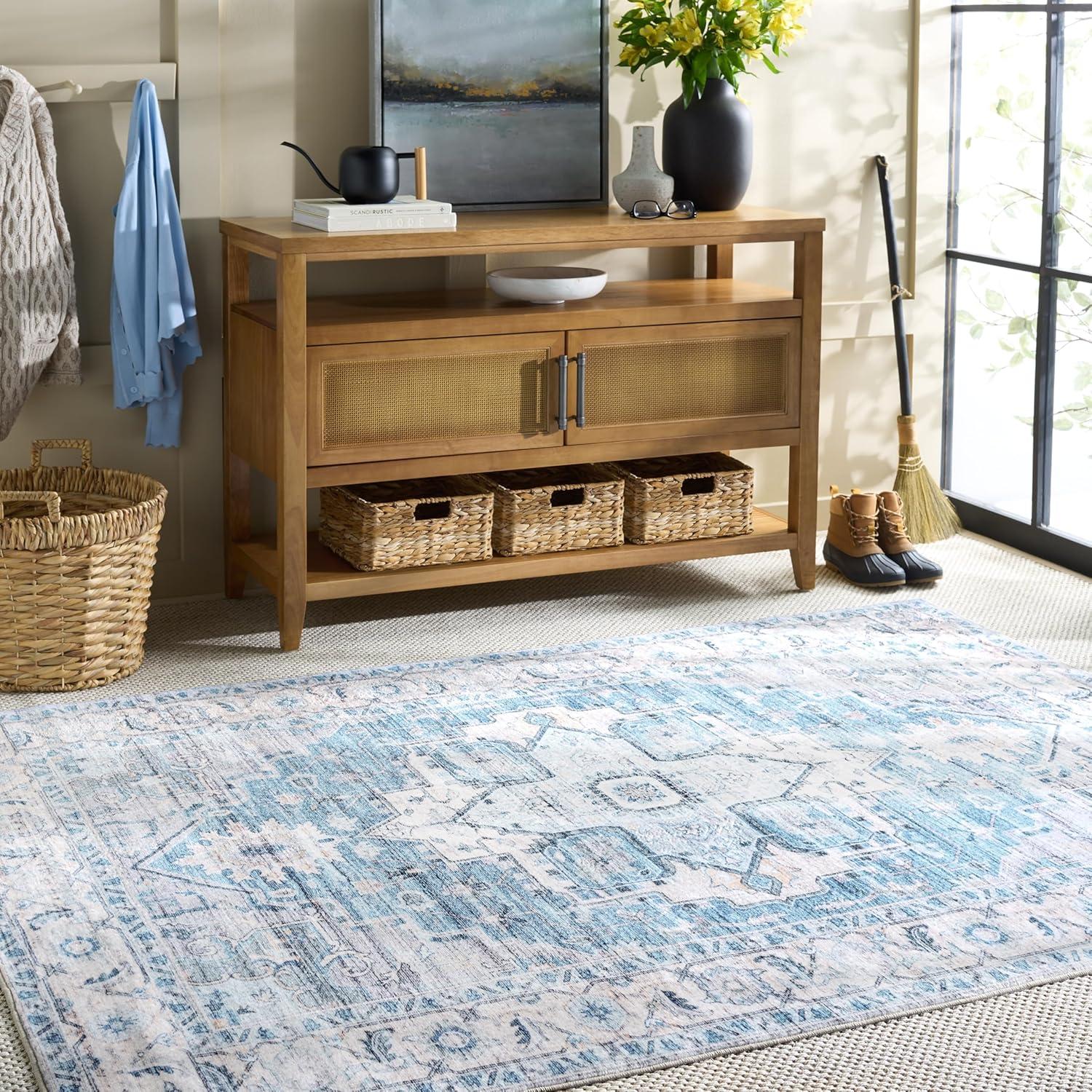 image:imageMartha Stewart x SAFAVIEH Machine Washable Area Rug Collection 5 x 8 Grey amp Turquoise Slip Resistant amp Easy Cleaning Ideal for Ideal for Living Room Bedroom Dining Space MSRW113BGreyTurquoise