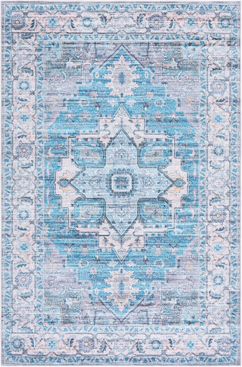 image:imageMartha Stewart x SAFAVIEH Machine Washable Area Rug Collection 5 x 8 Grey amp Turquoise Slip Resistant amp Easy Cleaning Ideal for Ideal for Living Room Bedroom Dining Space MSRW113BGreyTurquoise