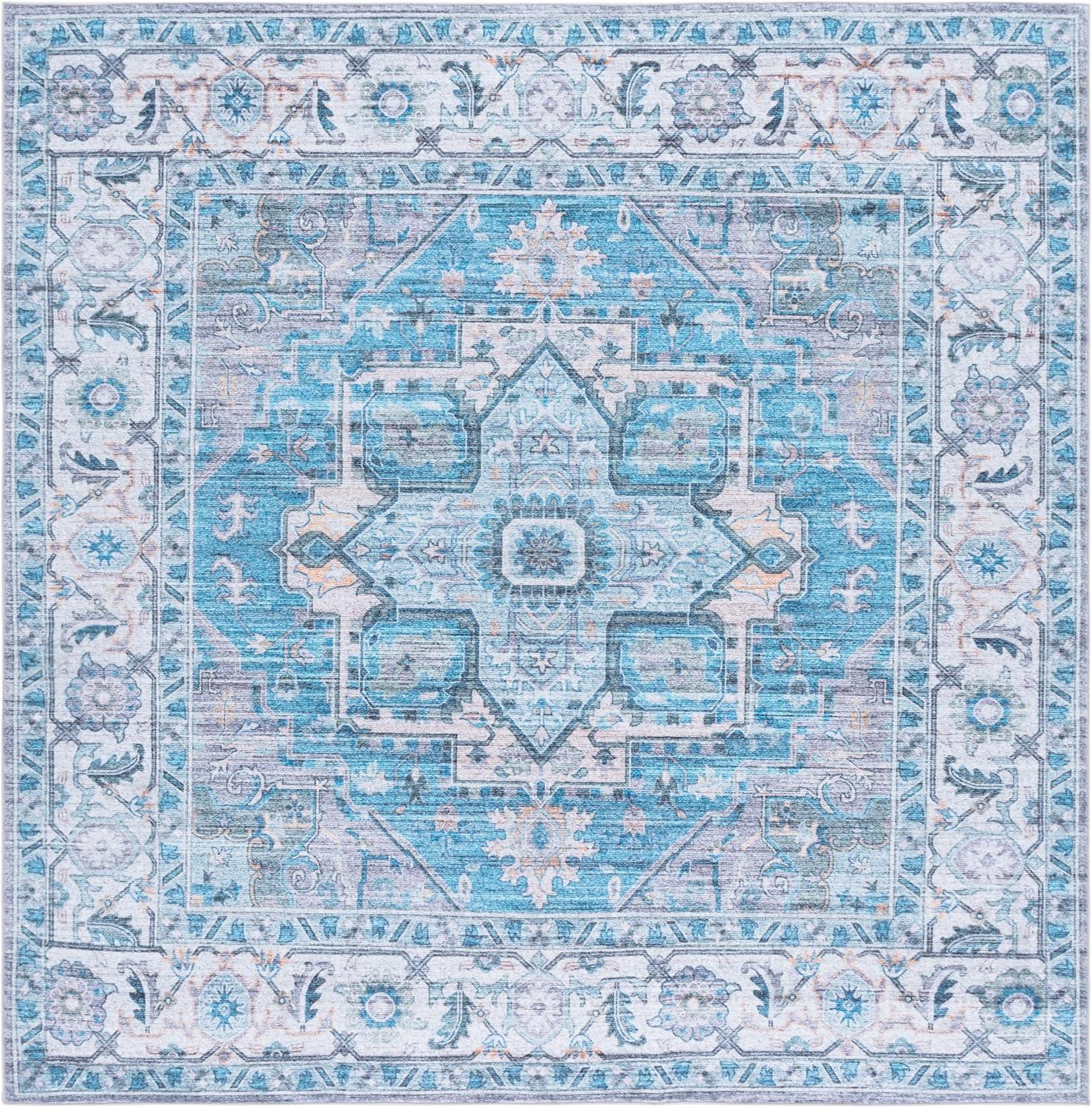 image:imageMartha Stewart x SAFAVIEH Machine Washable Area Rug Collection 5 x 8 Grey amp Turquoise Slip Resistant amp Easy Cleaning Ideal for Ideal for Living Room Bedroom Dining Space MSRW113BGreyTurquoise