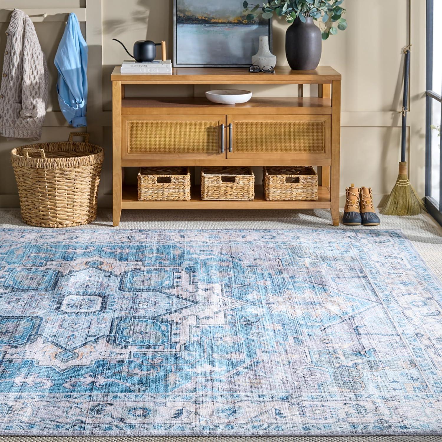 image:imageMartha Stewart x SAFAVIEH Machine Washable Area Rug Collection 5 x 8 Grey amp Turquoise Slip Resistant amp Easy Cleaning Ideal for Ideal for Living Room Bedroom Dining Space MSRW113BGreyTurquoise