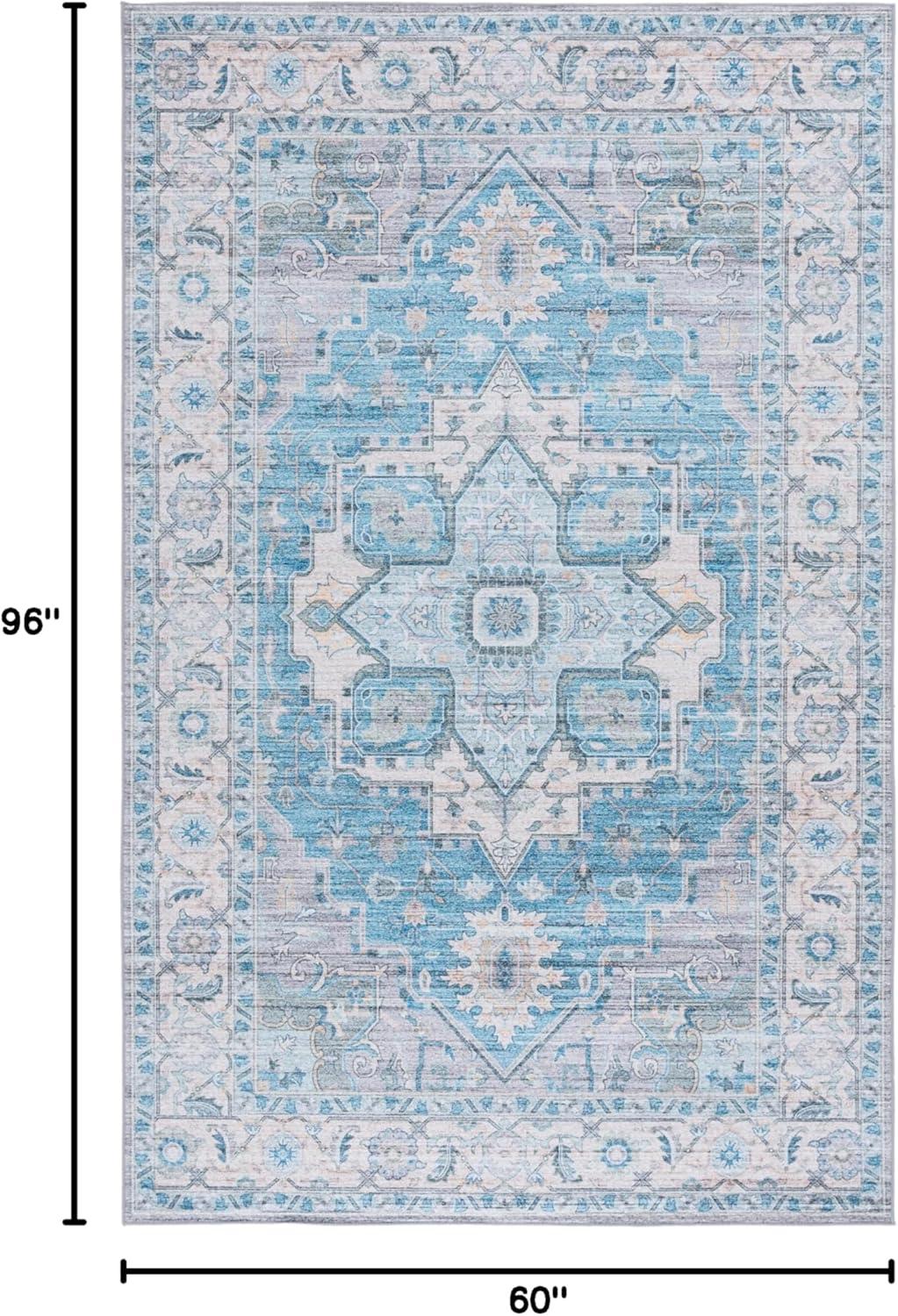 image:imageMartha Stewart x SAFAVIEH Machine Washable Area Rug Collection 5 x 8 Grey amp Turquoise Slip Resistant amp Easy Cleaning Ideal for Ideal for Living Room Bedroom Dining Space MSRW113BGreyTurquoise