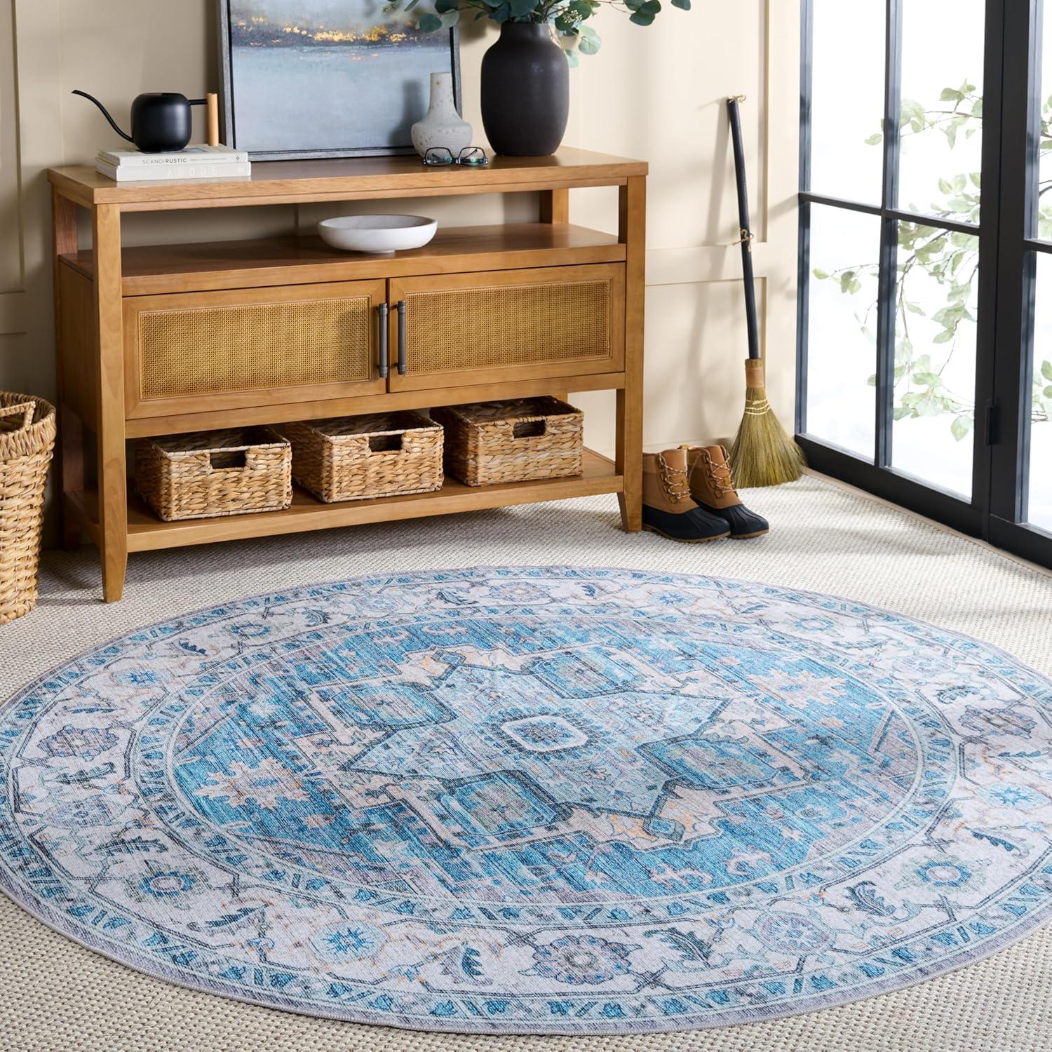 image:imageMartha Stewart x SAFAVIEH Machine Washable Area Rug Collection 5 x 8 Grey amp Turquoise Slip Resistant amp Easy Cleaning Ideal for Ideal for Living Room Bedroom Dining Space MSRW113BGreyTurquoise