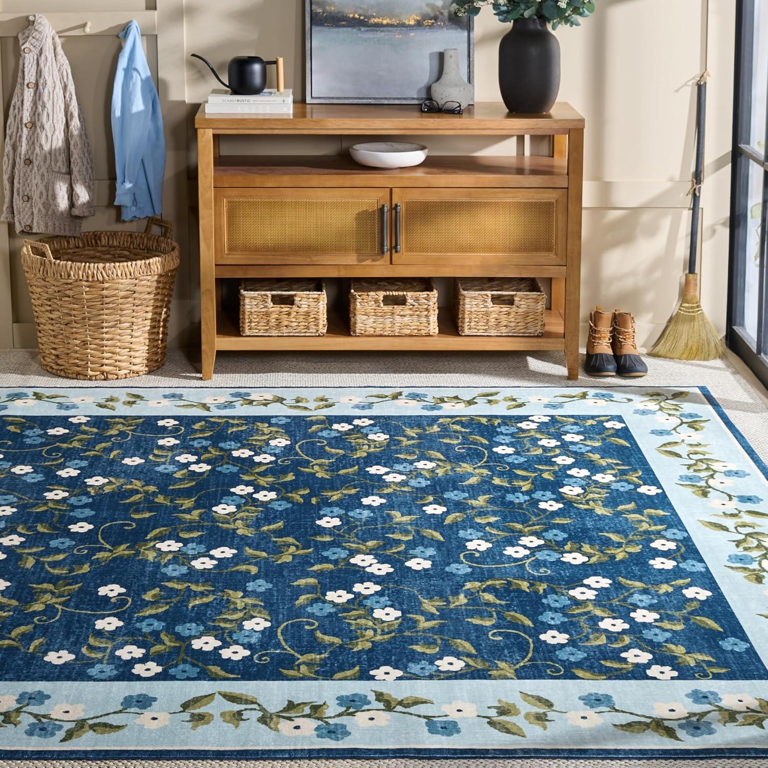 image:imageMartha Stewart x SAFAVIEH Machine Washable Area Rug Collection 5 x 8 Rust amp Gold Slip Resistant amp Easy Cleaning Ideal for Ideal for Living Room Bedroom Dining Space MSRW195QDark BlueLight Blue