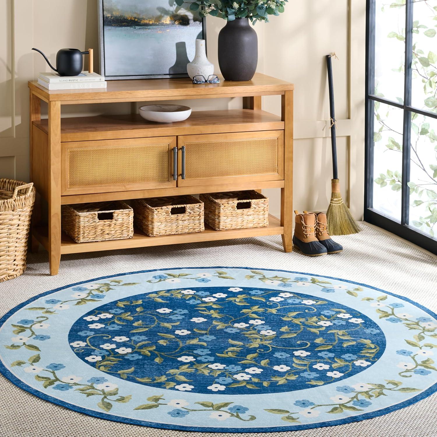 image:imageMartha Stewart x SAFAVIEH Machine Washable Area Rug Collection 5 x 8 Rust amp Gold Slip Resistant amp Easy Cleaning Ideal for Ideal for Living Room Bedroom Dining Space MSRW195QDark BlueLight Blue