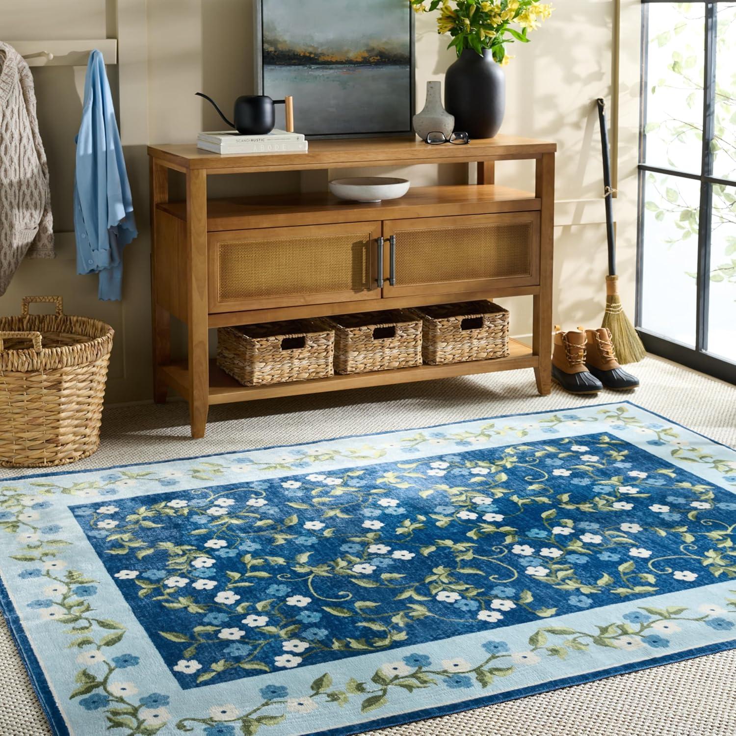 image:imageMartha Stewart x SAFAVIEH Machine Washable Area Rug Collection 5 x 8 Rust amp Gold Slip Resistant amp Easy Cleaning Ideal for Ideal for Living Room Bedroom Dining Space MSRW195QDark BlueLight Blue