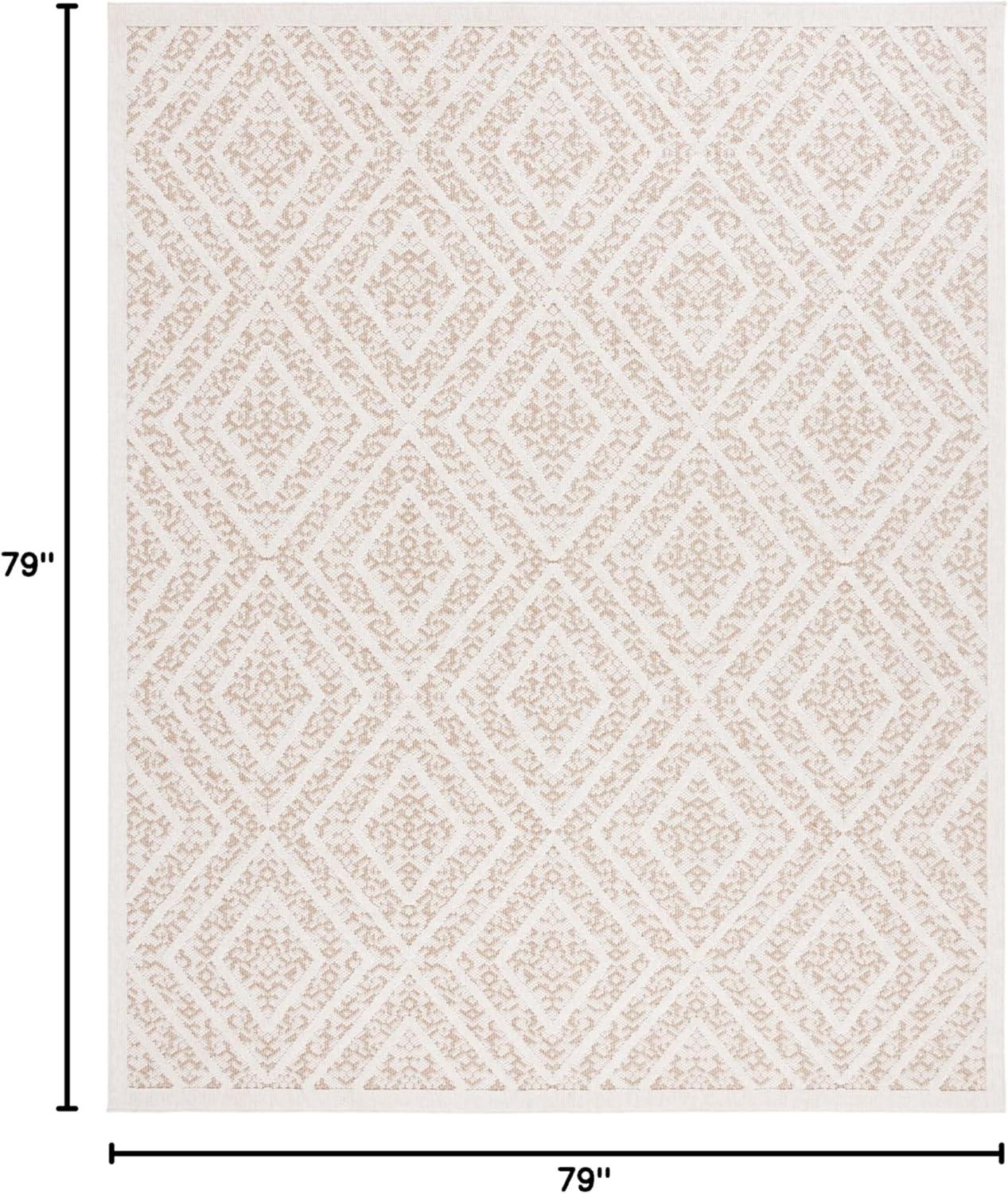 image:imageMartha Stewart x SAFAVIEH Outdoor Area Rug Collection 53 x 76 Beige amp Brown Weather Resistant amp Washable Ideal for Patio Backyard Mudroom Deck Dining Space MSRO218BLight BeigeBrown